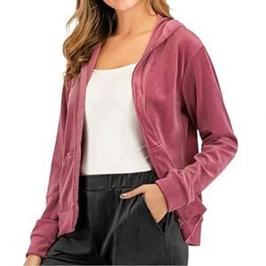 S2 Velour Blush Pink Full Zip Hoodie Size Medium